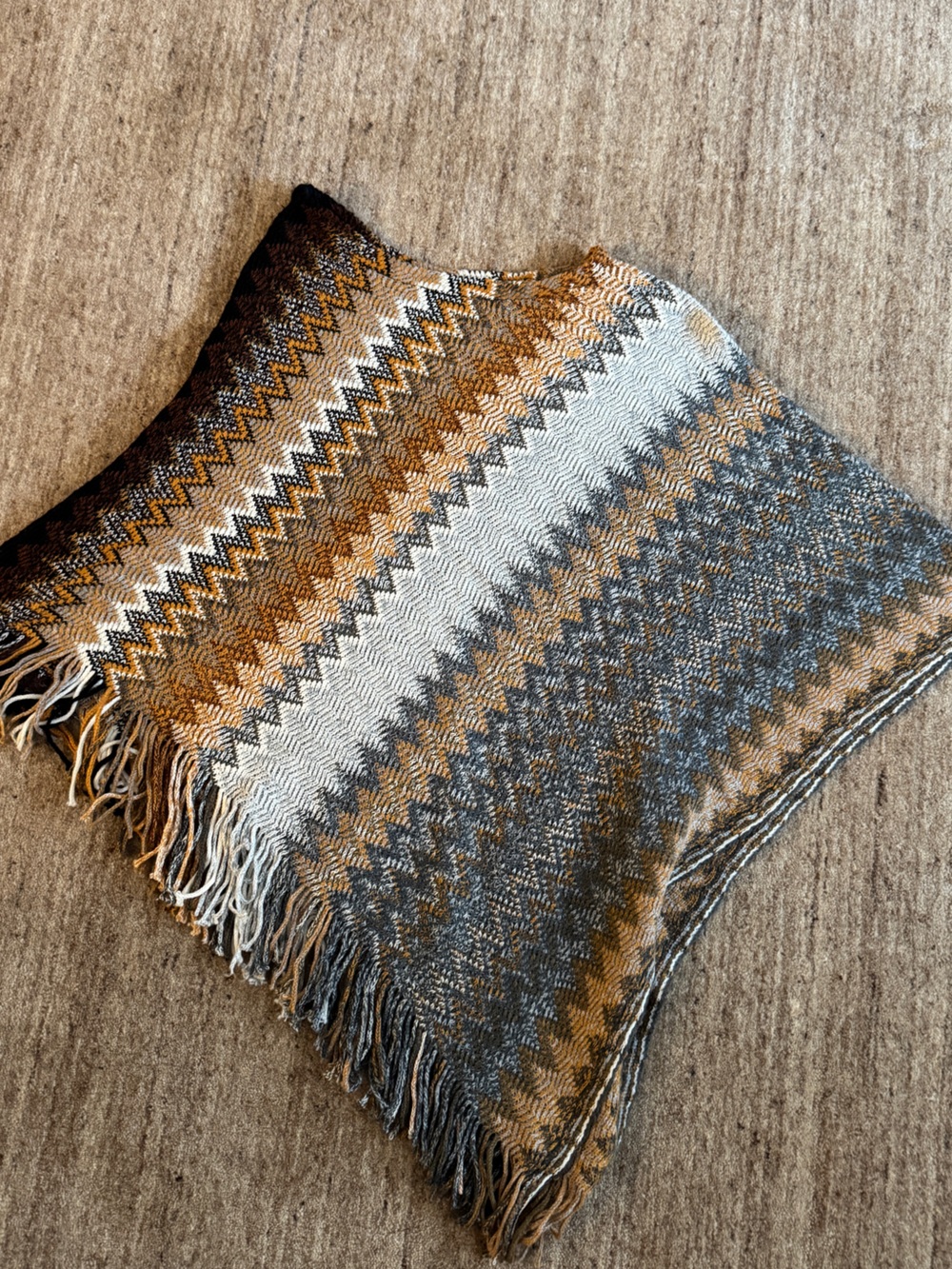 Missoni - inspired Chevron Patterned Knit Poncho